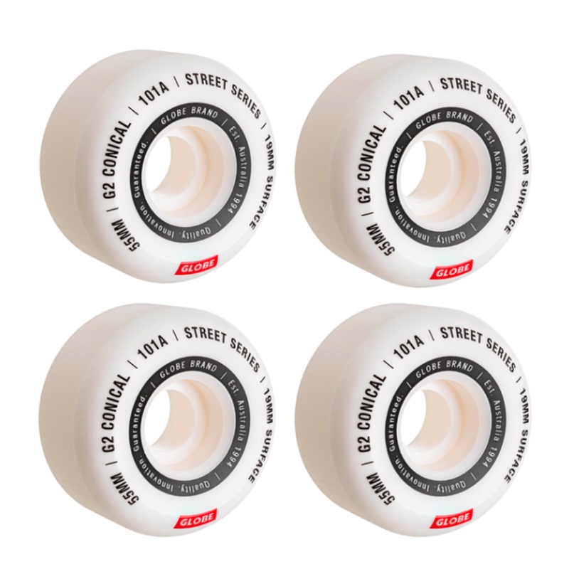GLOBE G2 Conical Street Wheel White/Essential – 53mm Set of 4