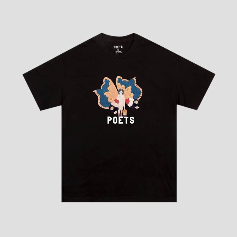 Poets Butterfly Girl T-Shirt Black Small
