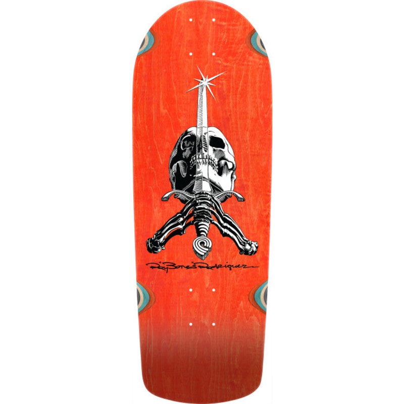 Powell Peralta Rodriguez Skull and Sword Snub Orange Stain 10″ Skateboard Deck