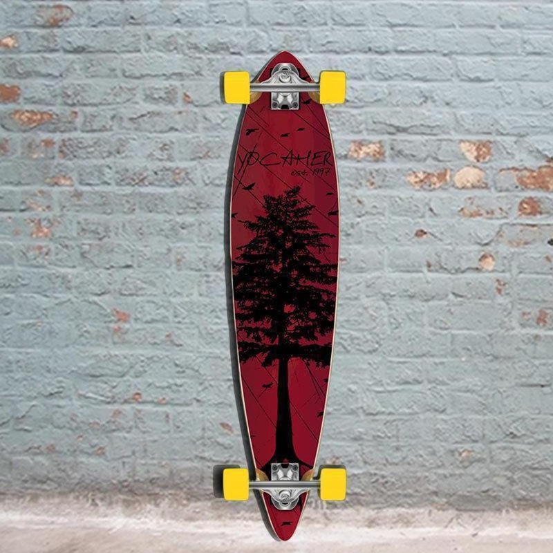 Punked In The Pines Red 40 inch Pintail Longboard Complete