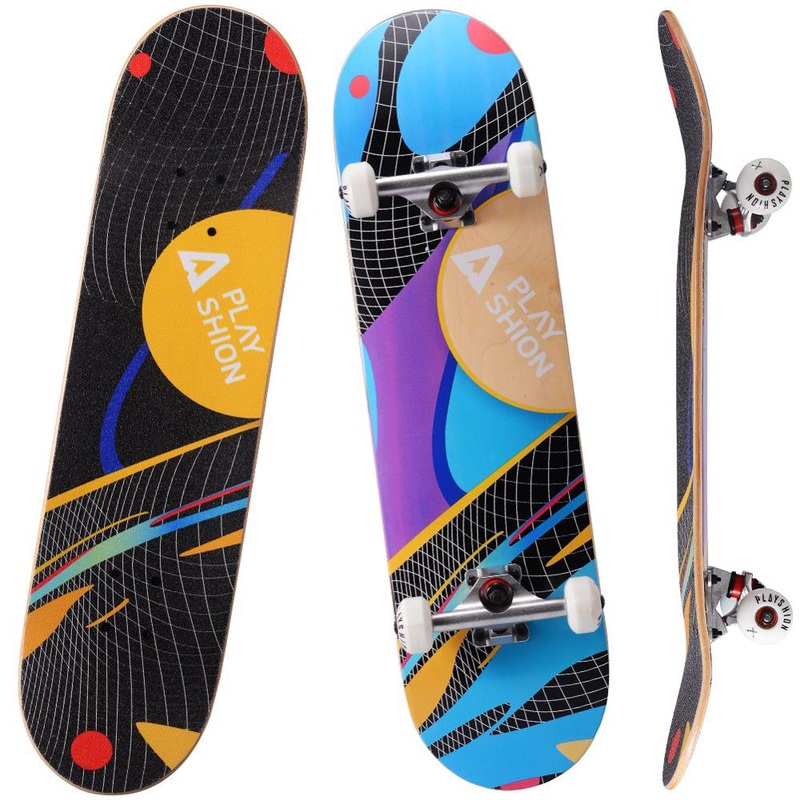 Playshion Nets 31 Inch Trick Skateboard for Kids Complete