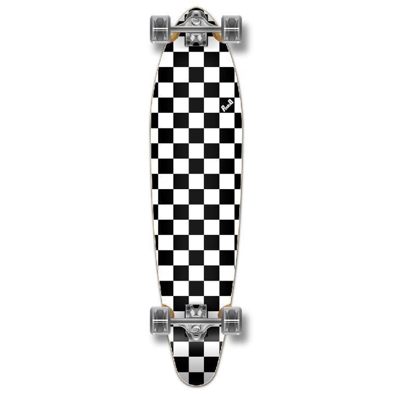 Punked Checkered White 40″ Kicktail Longboard Complete