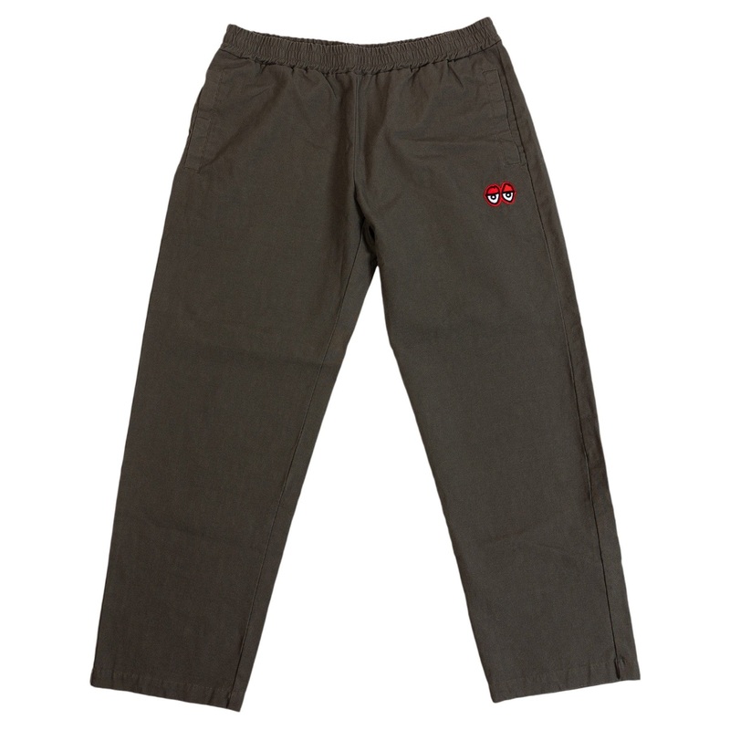 KROOKED EMBROIDERED EYES PANT (OLIVE/RED) S