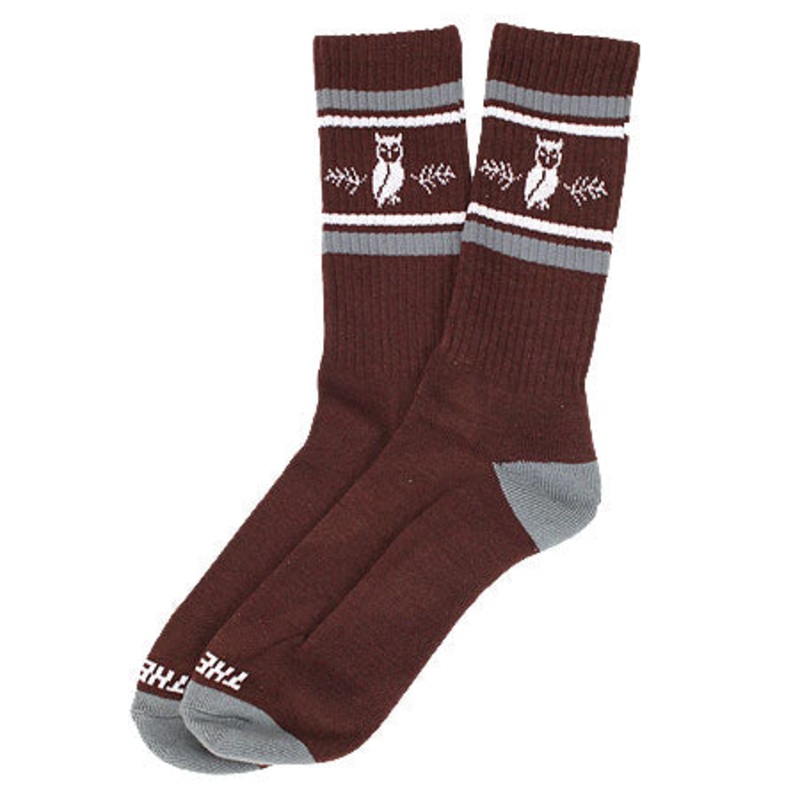 Theories Moluch Crew Socks Burgundy/ Charcoal/ White One size fits all