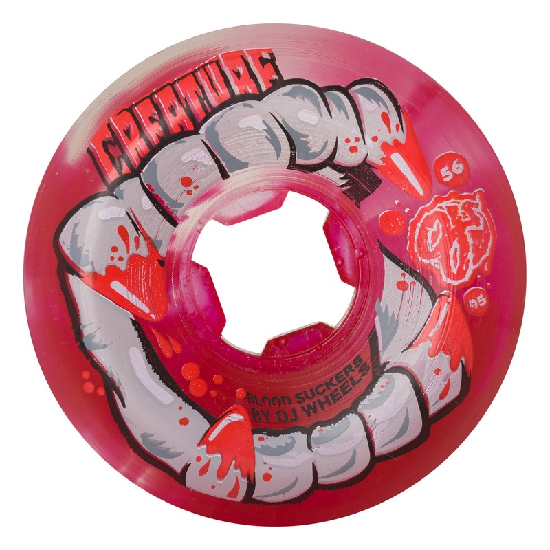 56mm Creature DNA Curbsuckers Bloodsuckers Red Clear Swirl 95a OJ Skateboard Wheels Red Clear Swirl 56mm