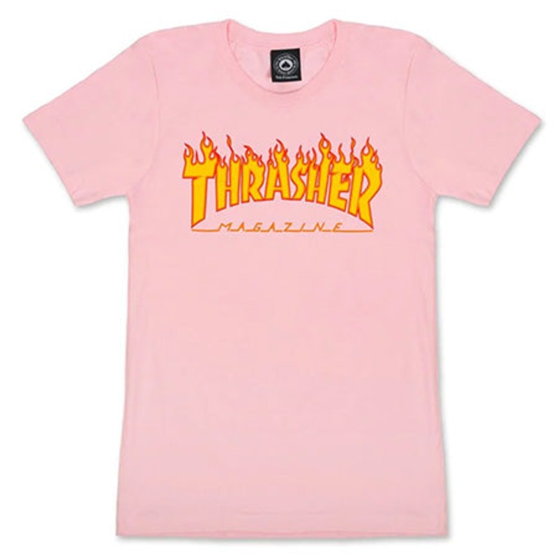 Thrasher Magazine Girls Flame Logo T Shirt Pink Extra Small