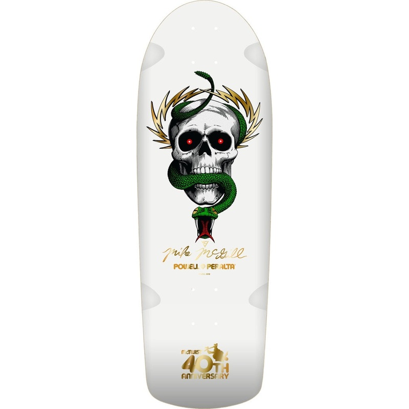 POWELL MCGILL SKULL & SNAKE MCTWIST 40TH ANNIV. SHAPED DECK GOLD FOIL/WHITE 10.0 X 30.125