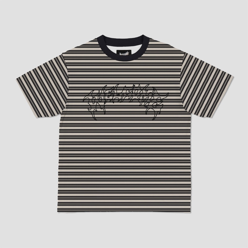 Welcome Concrete Shortsleeve Striped Knit Grey Medium