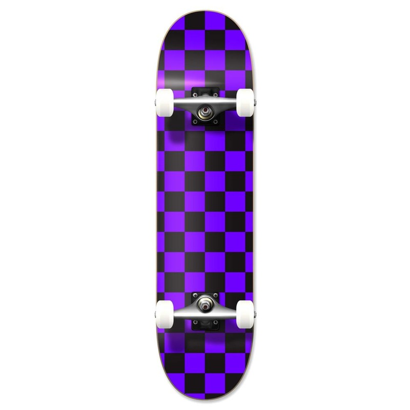 Yocaher Graphic Complete Skateboard – Checker Purple Complete