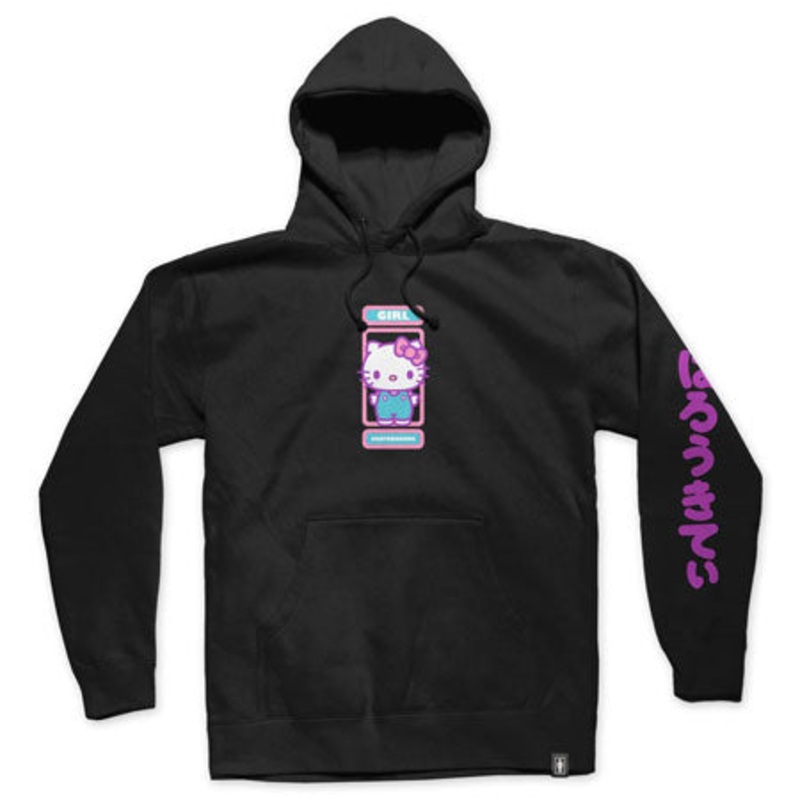 Girl Hello Kitty Pullover Hooded Sweatshirt Black Large