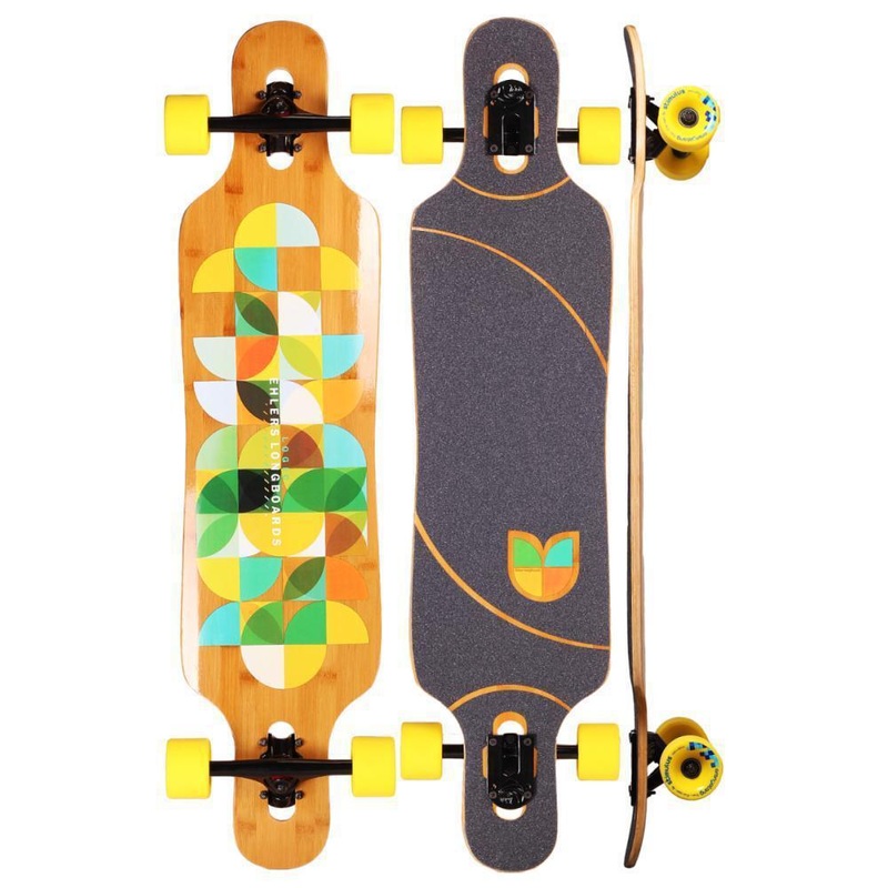 Logic Fiberglass Flex Bamboo 39″ Drop Through Longboard Deck with griptape applied