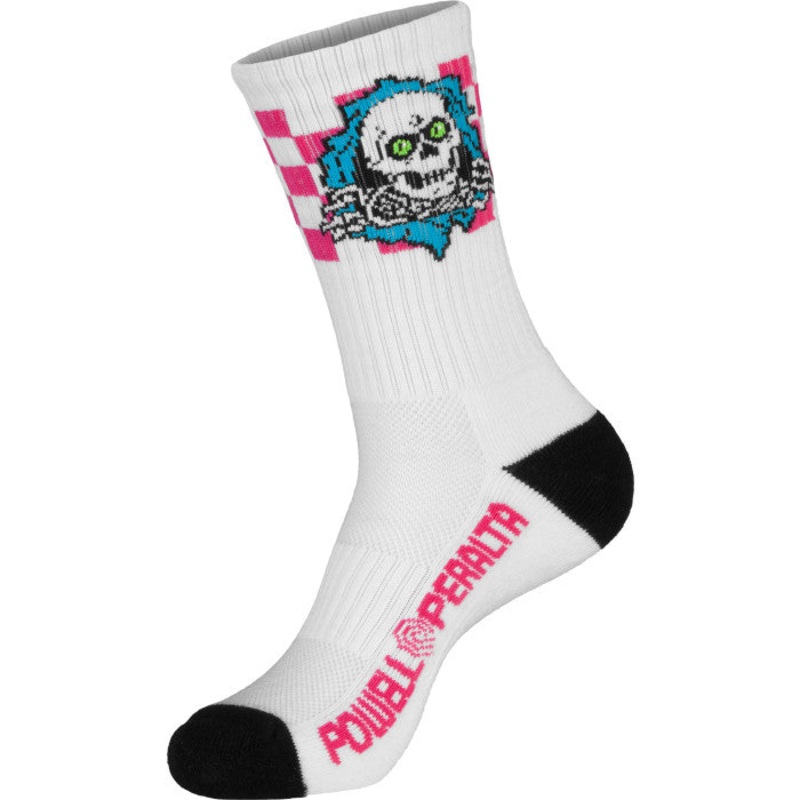 POWELL PERALTA RIPPER BLUE / WHITE / PINK CHECKERED STRIPED SOCKS