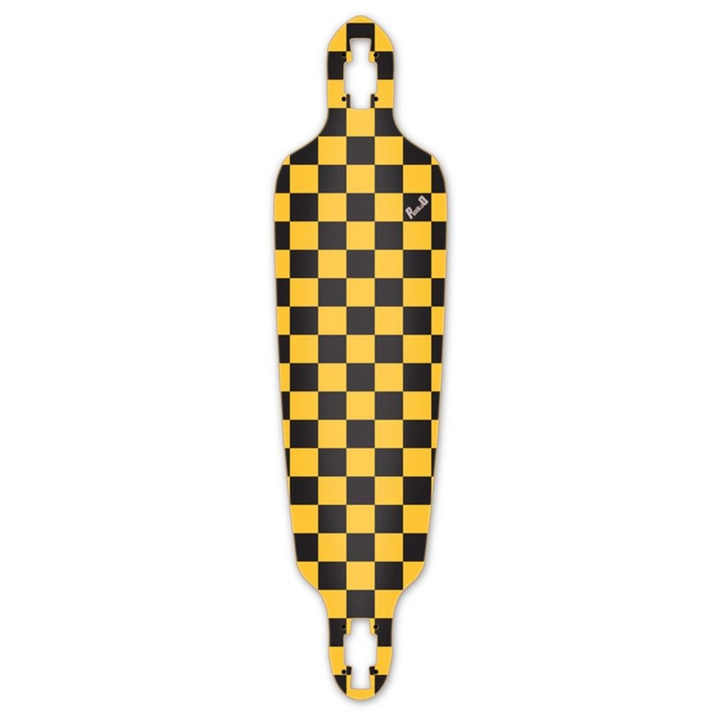 Punked Drop Through Longboard Deck – Checker Yellow Deck