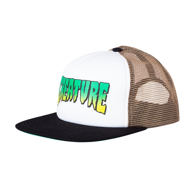 Creature Logo High Profile Mesh Trucker Hat White/Tan/Black