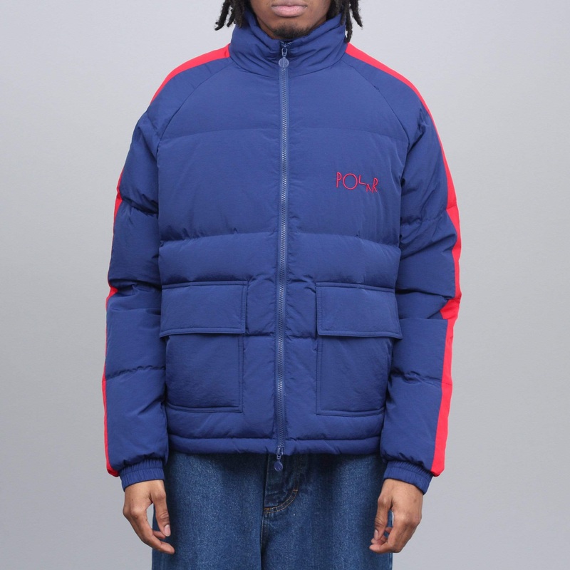 Polar Stripe Puffy Jacket Navy / Red Small