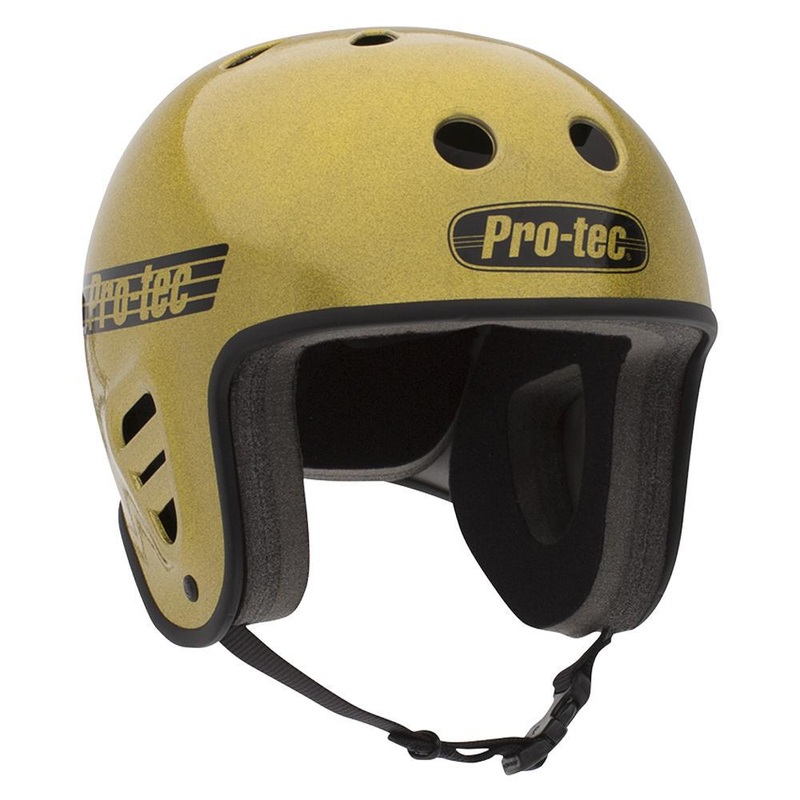 Pro-Tec Fullcut Gold Flake Longboard Skateboard Helmet L