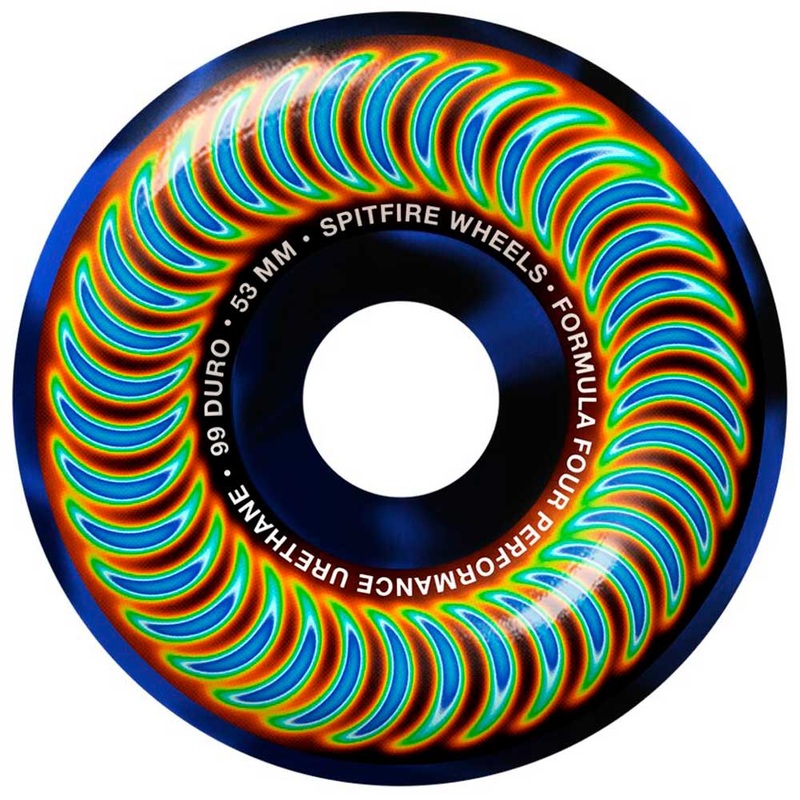 Radioactive Classic F4 Black Blue Swirl 53mm99A Spitfire Wheels Skateboard