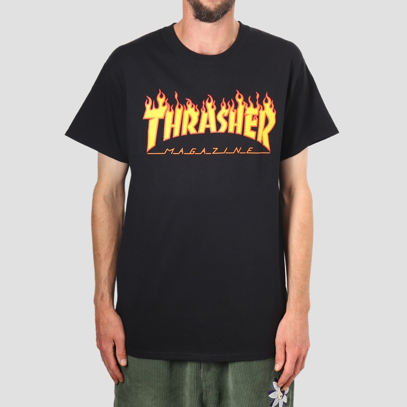 Thrasher Flame Logo T-Shirt Black X-Large