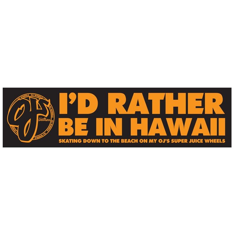Hawaiian Juice 9in OJ Wheels Bumper Sticker Black/Orange 9 in