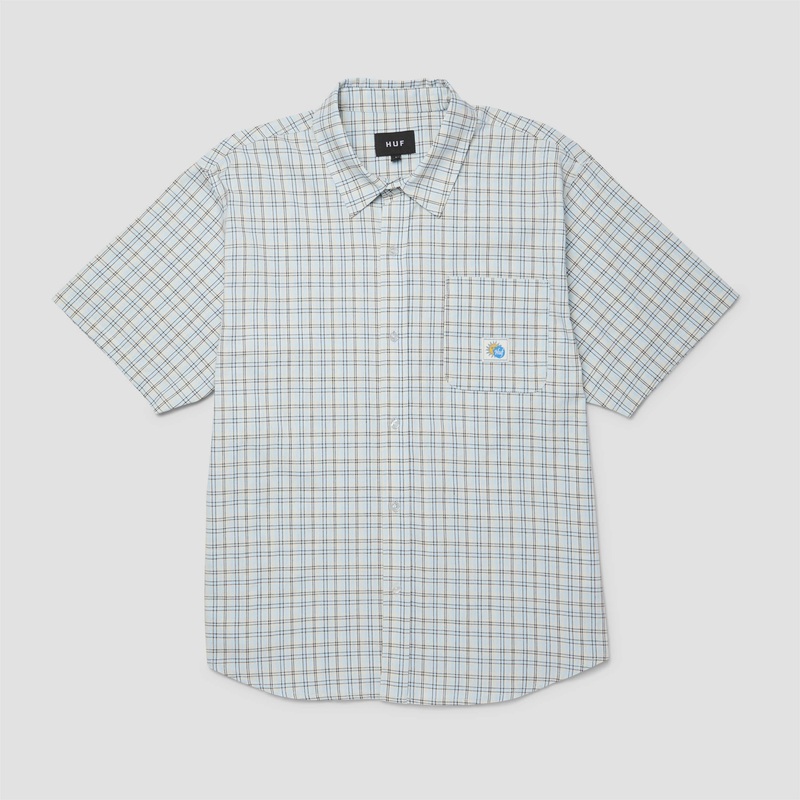 HUF Total Eclipse Shortsleeve Plaid Shirt Light Blue Small