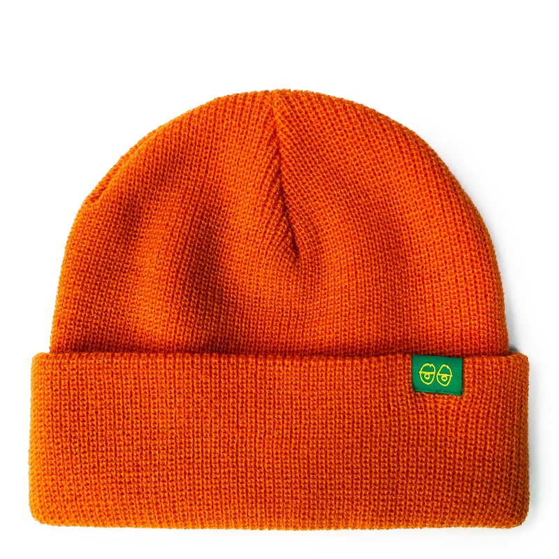 Krooked Eyes Clip Cuff Beanie – Orange / Green