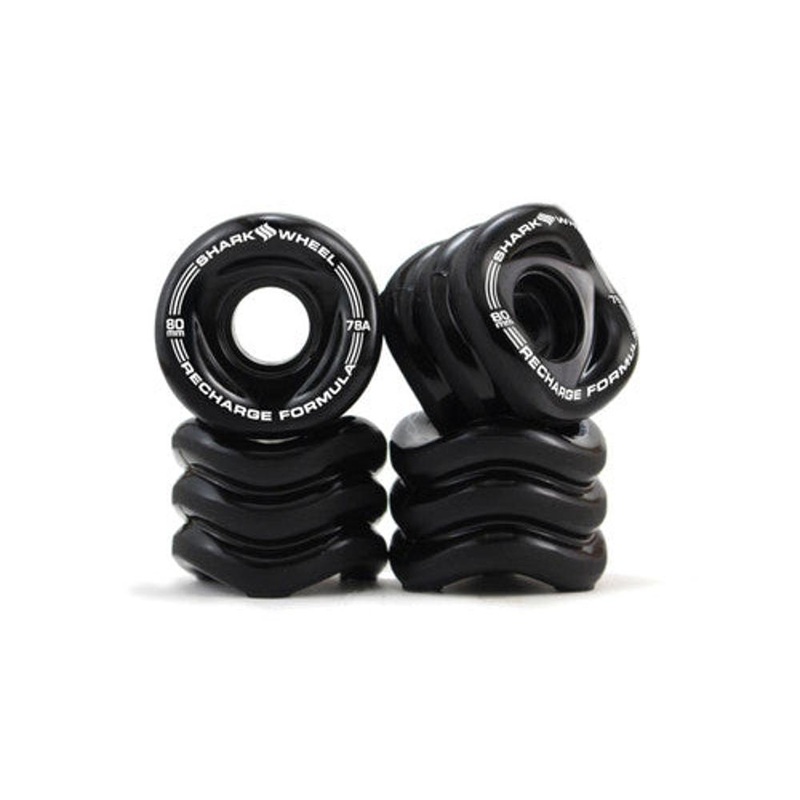 Shark Wheel Recharge Black 80mm/78A Longboard Wheels – Set of 4