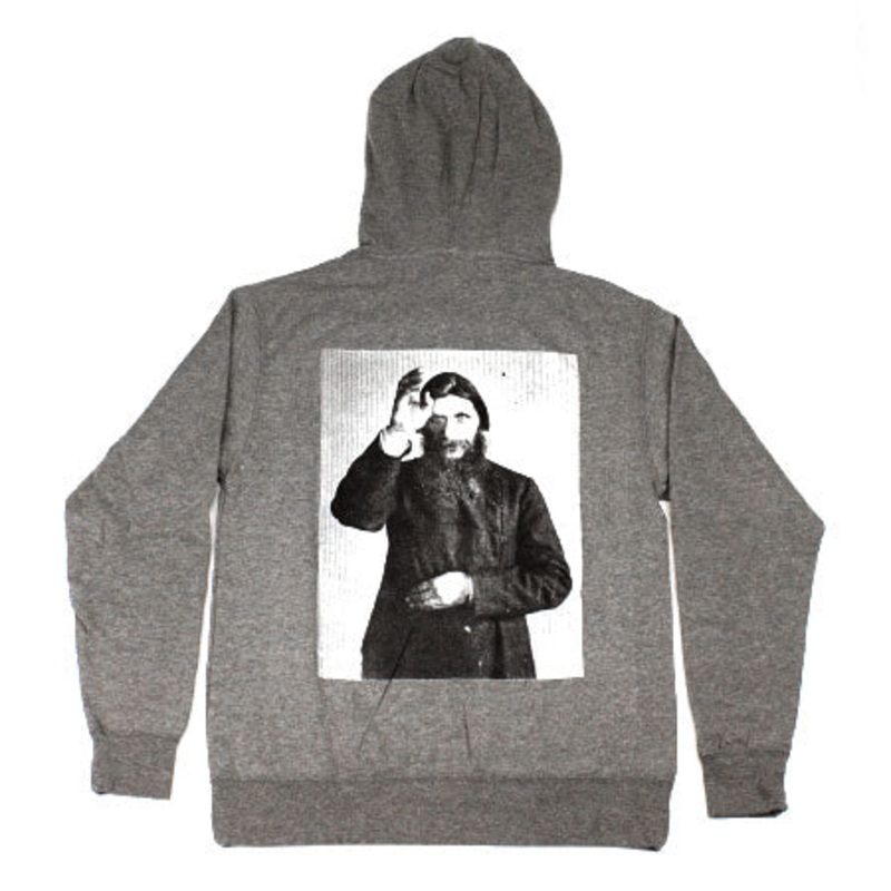 Theories Rasputin Pullover Hooded Sweatshirt Heather Grey/ White Ink Extra Large