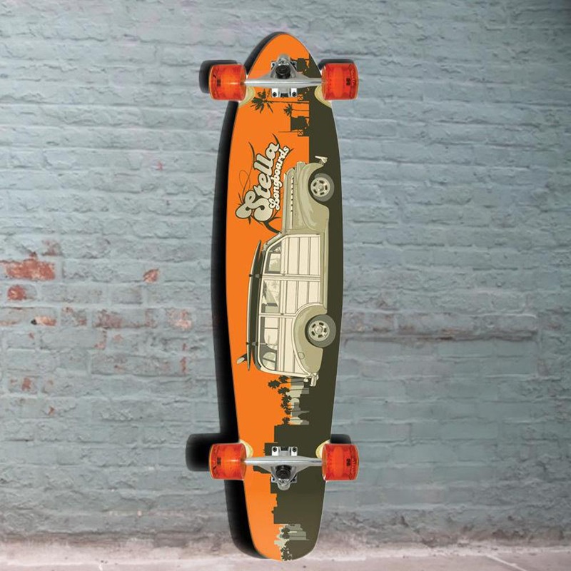 Woody Orange kicktail longboard Stella 42 inch – Complete