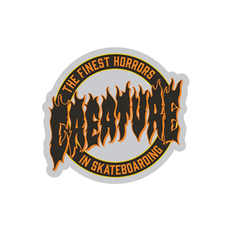 Creature Skateboards Finest Flame Sticker Black/ Orange 3″