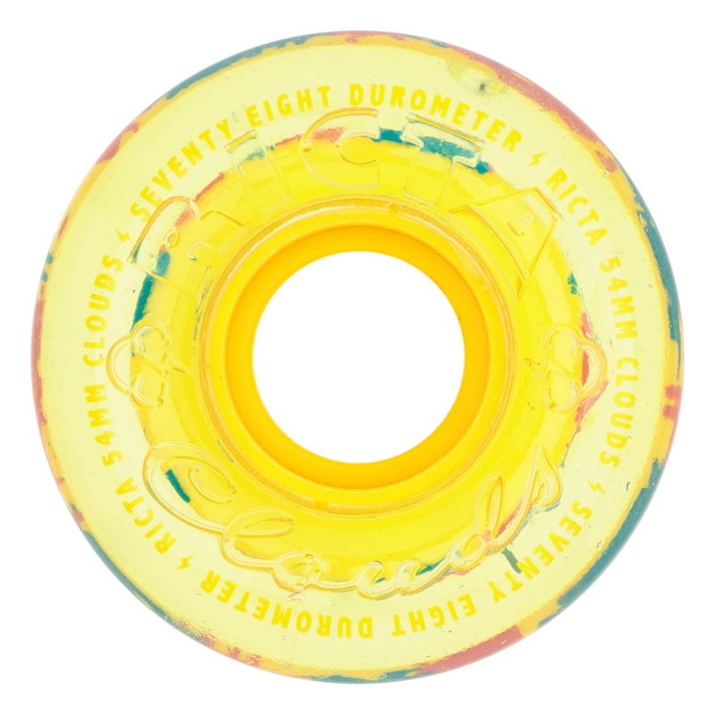 54mm Clear Splatter Clouds Camo Yellow 78a Ricta Skateboard Wheels Camo Yellow 54mm