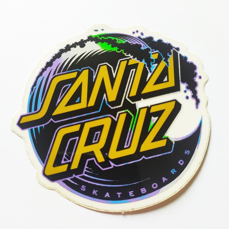 Santa Cruz – Holo Wave Dot Surf / Skateboard Sticker – 9.5 cm across approx