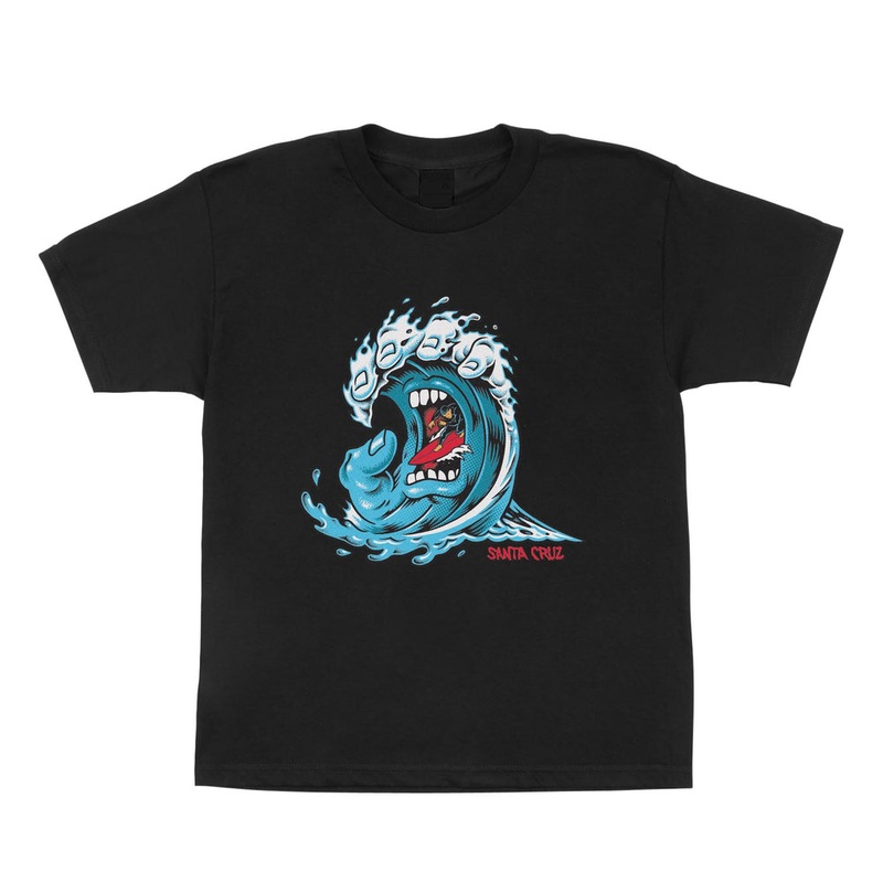 Screaming Wave Front Youth Santa Cruz T-Shirt Black Youth S